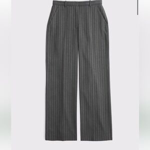 Abercrombie & Fitch Grey Pinstripe Wide-Leg Trousers Pants
